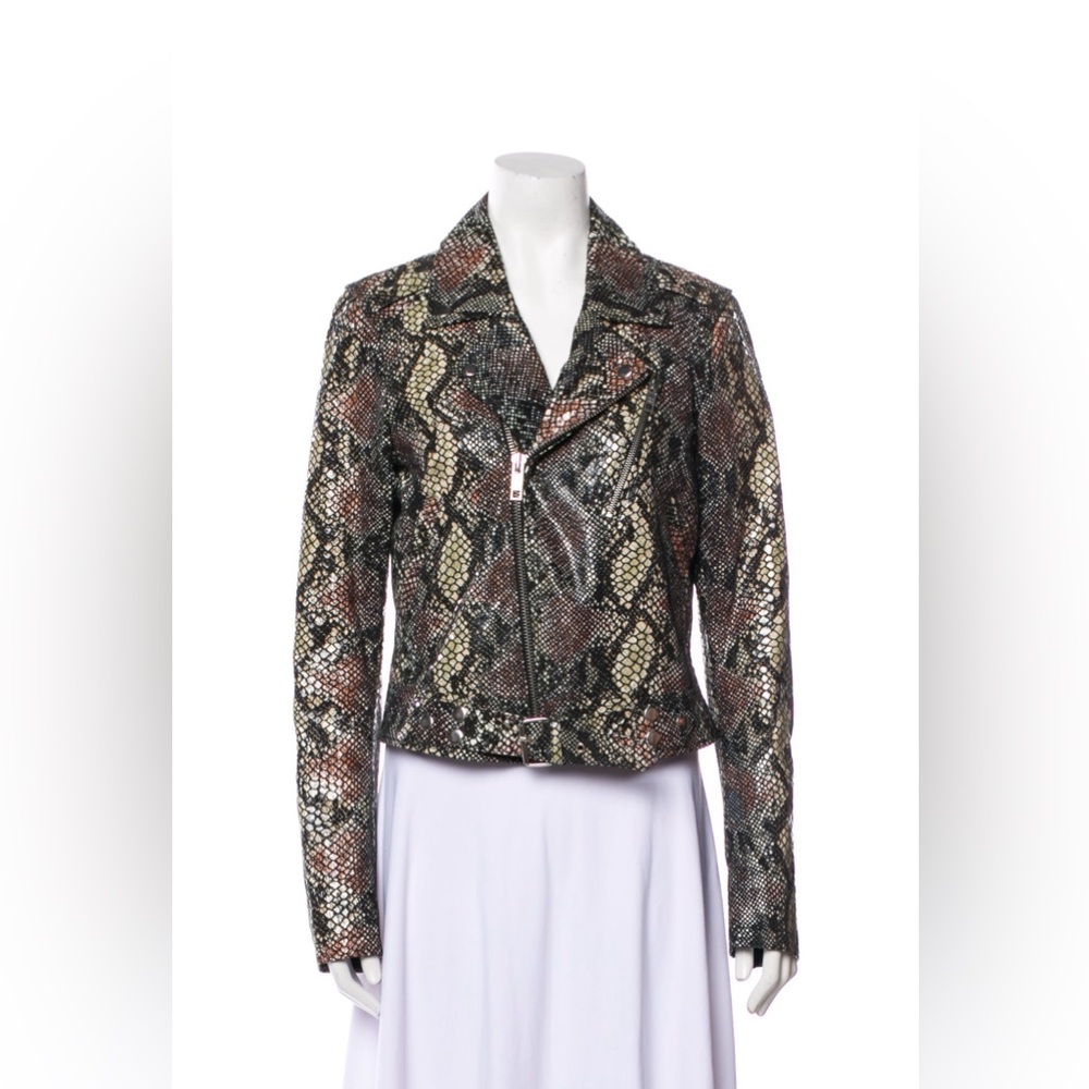 Blk Dnm Snakeskin Python Embossed Leather Biker J… - image 1